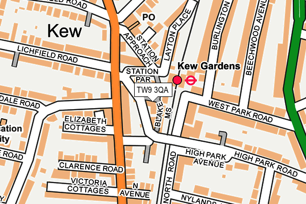 TW9 3QA map - OS OpenMap – Local (Ordnance Survey)