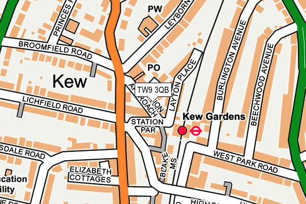TW9 3QB map - OS OpenMap – Local (Ordnance Survey)