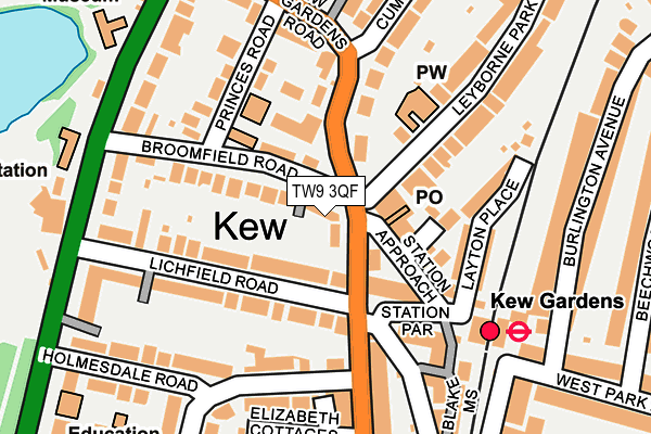 TW9 3QF map - OS OpenMap – Local (Ordnance Survey)