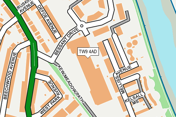 TW9 4AD map - OS OpenMap – Local (Ordnance Survey)