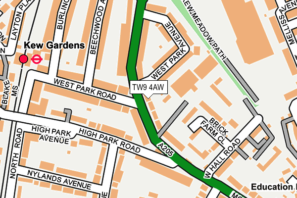 TW9 4AW map - OS OpenMap – Local (Ordnance Survey)