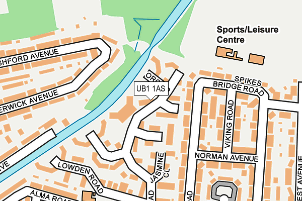 UB1 1AS map - OS OpenMap – Local (Ordnance Survey)