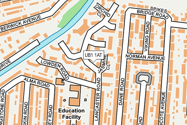 UB1 1AT map - OS OpenMap – Local (Ordnance Survey)