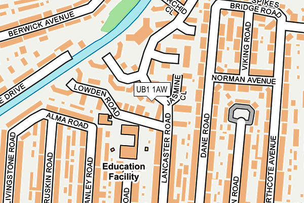 UB1 1AW map - OS OpenMap – Local (Ordnance Survey)