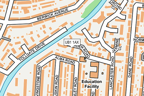 UB1 1AX map - OS OpenMap – Local (Ordnance Survey)