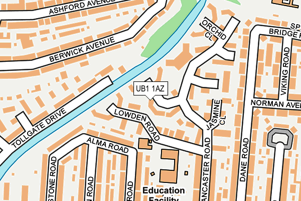 UB1 1AZ map - OS OpenMap – Local (Ordnance Survey)