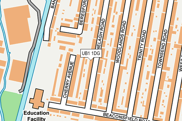 UB1 1DG map - OS OpenMap – Local (Ordnance Survey)