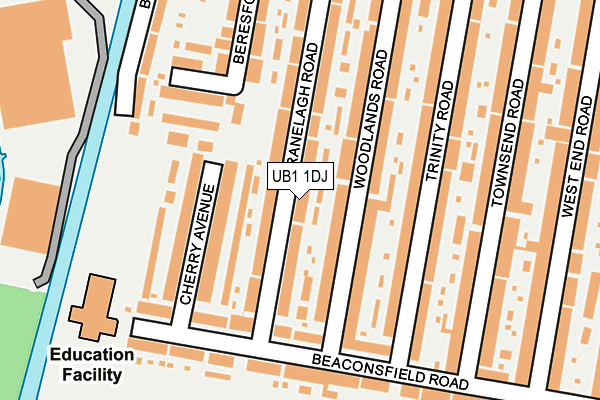 UB1 1DJ map - OS OpenMap – Local (Ordnance Survey)