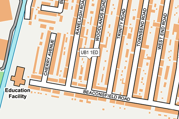 UB1 1ED map - OS OpenMap – Local (Ordnance Survey)