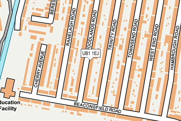 UB1 1EJ map - OS OpenMap – Local (Ordnance Survey)