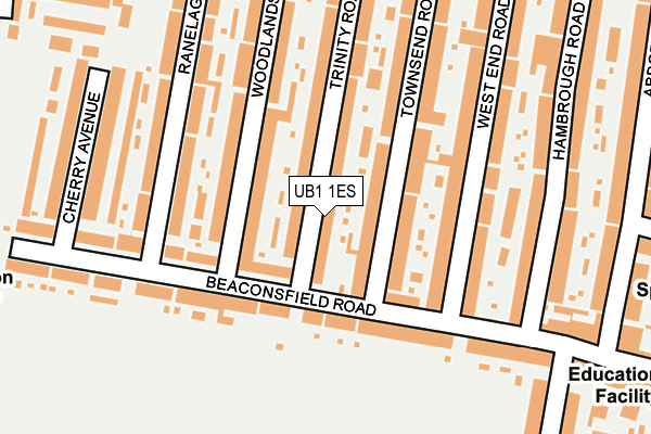 UB1 1ES map - OS OpenMap – Local (Ordnance Survey)