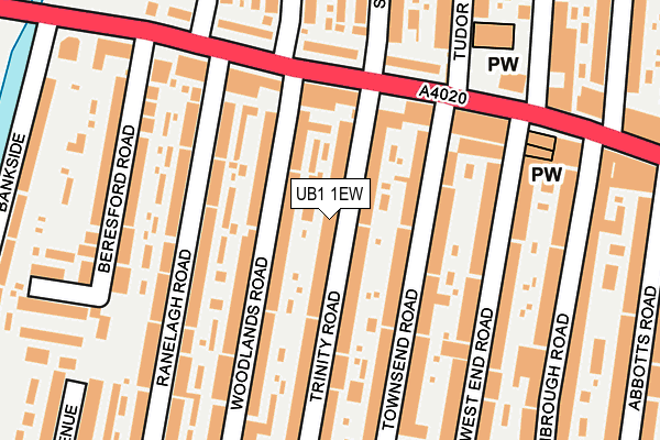 UB1 1EW map - OS OpenMap – Local (Ordnance Survey)