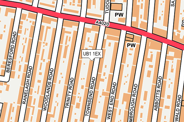 UB1 1EX map - OS OpenMap – Local (Ordnance Survey)