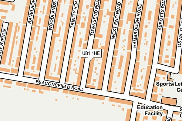 UB1 1HE map - OS OpenMap – Local (Ordnance Survey)