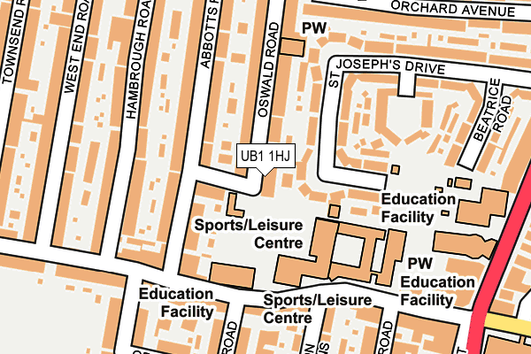 UB1 1HJ map - OS OpenMap – Local (Ordnance Survey)