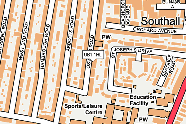 UB1 1HL map - OS OpenMap – Local (Ordnance Survey)