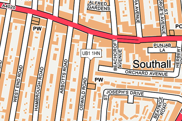 UB1 1HN map - OS OpenMap – Local (Ordnance Survey)