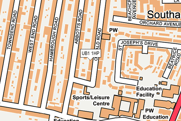 UB1 1HP map - OS OpenMap – Local (Ordnance Survey)