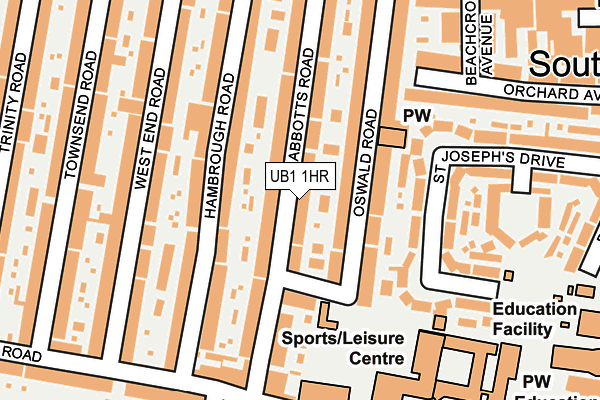 UB1 1HR map - OS OpenMap – Local (Ordnance Survey)