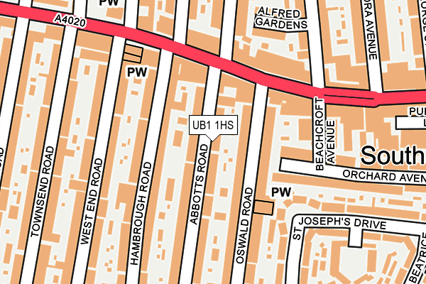 UB1 1HS map - OS OpenMap – Local (Ordnance Survey)