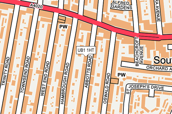 UB1 1HT map - OS OpenMap – Local (Ordnance Survey)