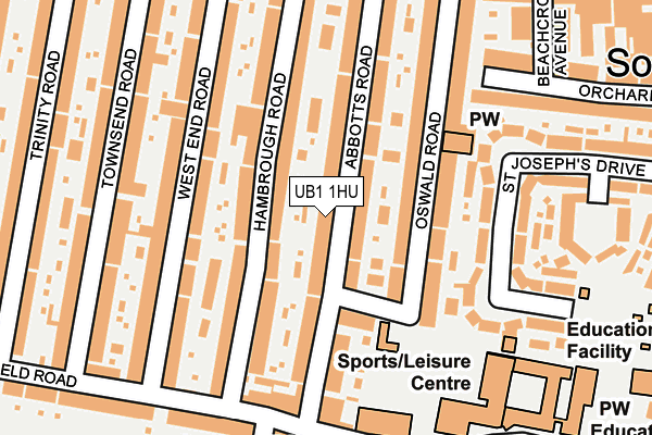 UB1 1HU map - OS OpenMap – Local (Ordnance Survey)