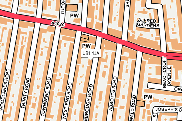 UB1 1JA map - OS OpenMap – Local (Ordnance Survey)