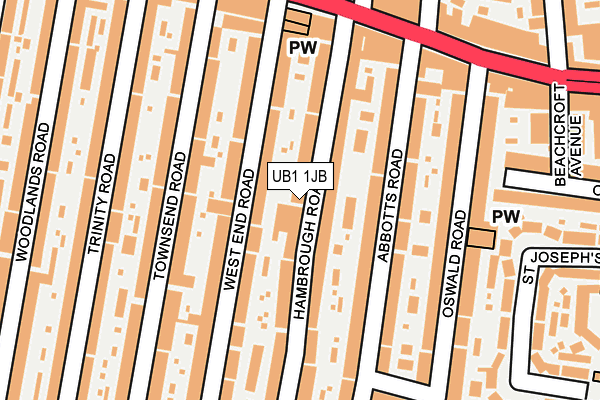 UB1 1JB map - OS OpenMap – Local (Ordnance Survey)