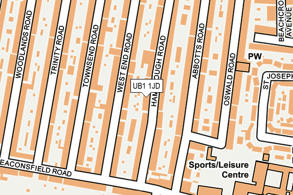 UB1 1JD map - OS OpenMap – Local (Ordnance Survey)