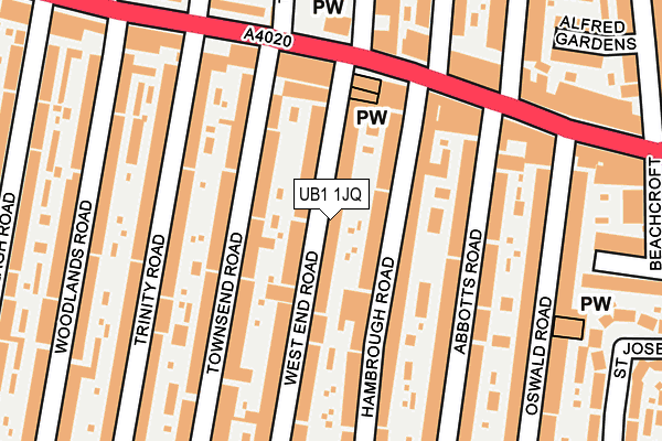 UB1 1JQ map - OS OpenMap – Local (Ordnance Survey)