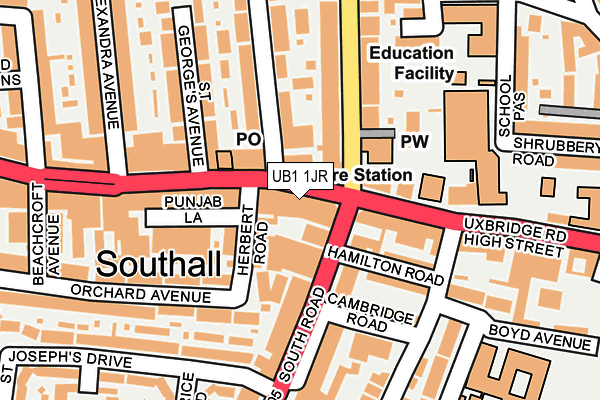 UB1 1JR map - OS OpenMap – Local (Ordnance Survey)