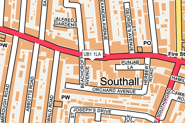 UB1 1LA map - OS OpenMap – Local (Ordnance Survey)