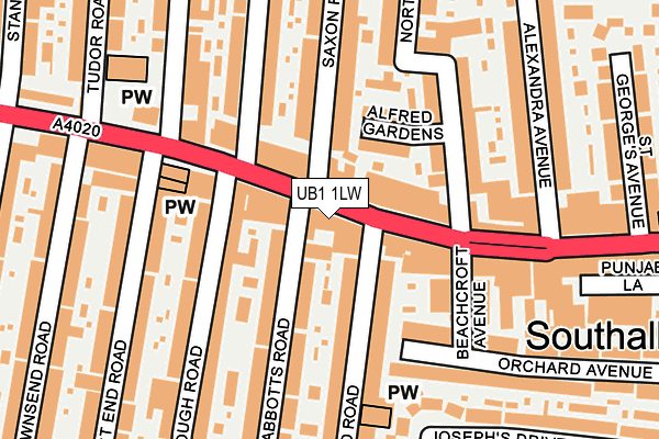 UB1 1LW map - OS OpenMap – Local (Ordnance Survey)