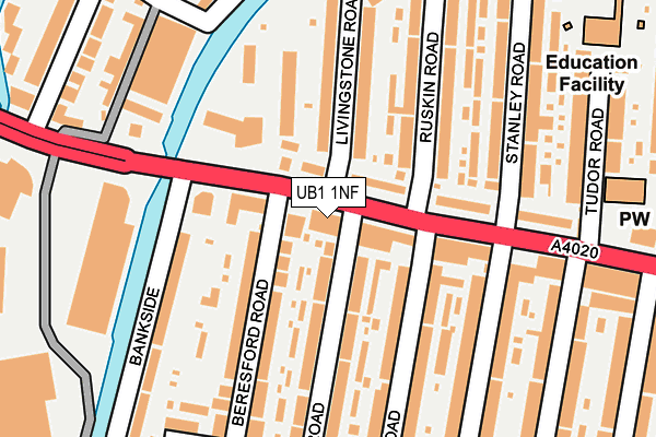 UB1 1NF map - OS OpenMap – Local (Ordnance Survey)