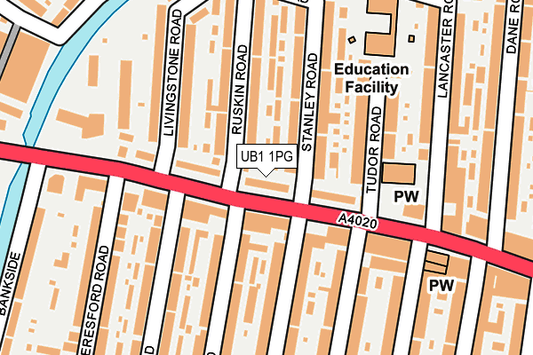 UB1 1PG map - OS OpenMap – Local (Ordnance Survey)