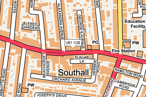 UB1 1QB map - OS OpenMap – Local (Ordnance Survey)