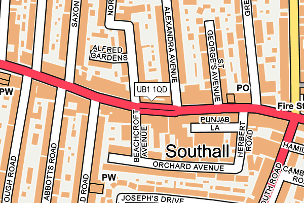 UB1 1QD map - OS OpenMap – Local (Ordnance Survey)