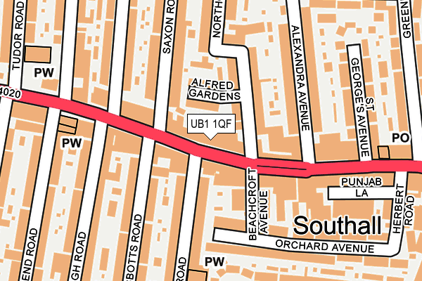 UB1 1QF map - OS OpenMap – Local (Ordnance Survey)