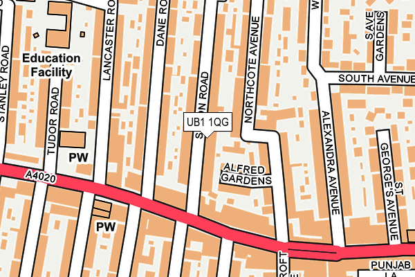 UB1 1QG map - OS OpenMap – Local (Ordnance Survey)