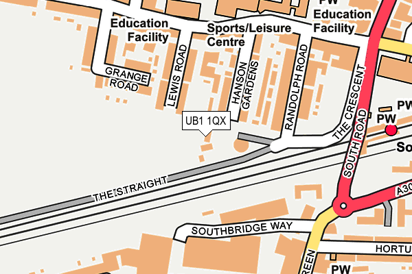 UB1 1QX map - OS OpenMap – Local (Ordnance Survey)