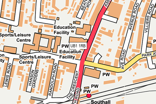 UB1 1RB map - OS OpenMap – Local (Ordnance Survey)