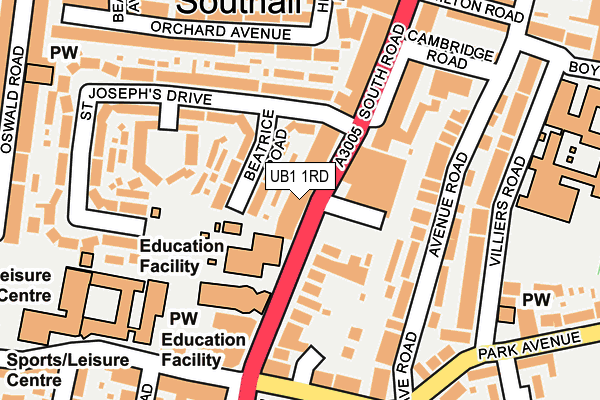 UB1 1RD map - OS OpenMap – Local (Ordnance Survey)