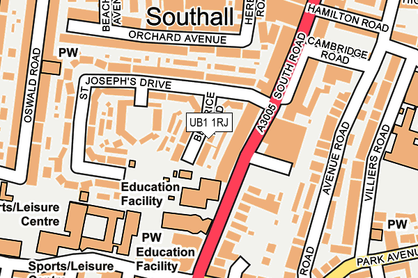 UB1 1RJ map - OS OpenMap – Local (Ordnance Survey)