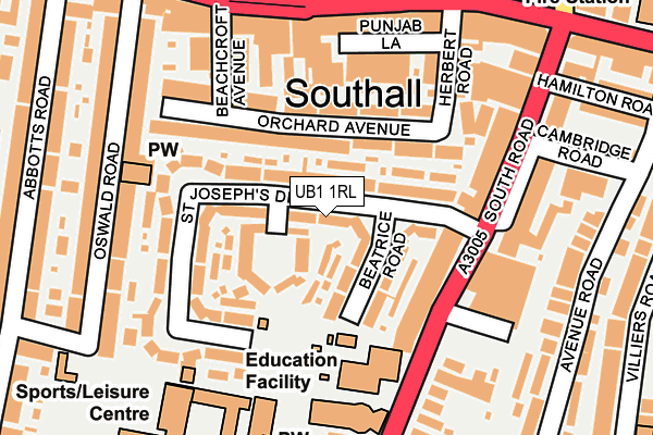 UB1 1RL map - OS OpenMap – Local (Ordnance Survey)