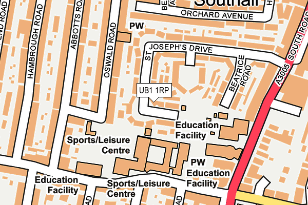 UB1 1RP map - OS OpenMap – Local (Ordnance Survey)