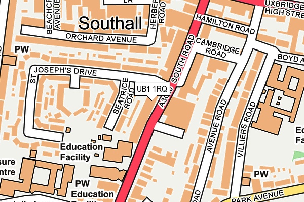 UB1 1RQ map - OS OpenMap – Local (Ordnance Survey)