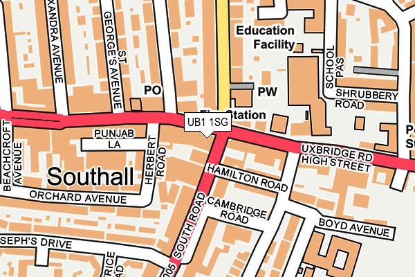 UB1 1SG map - OS OpenMap – Local (Ordnance Survey)