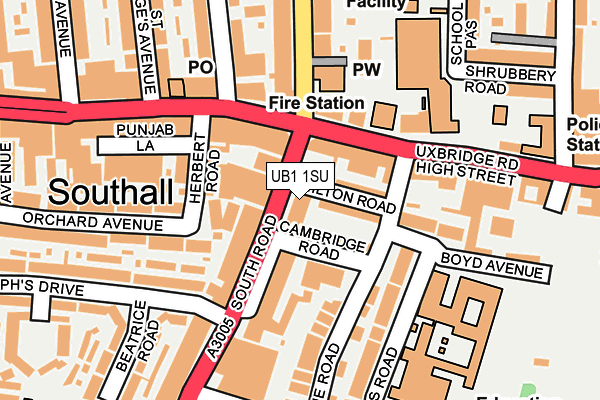 UB1 1SU map - OS OpenMap – Local (Ordnance Survey)