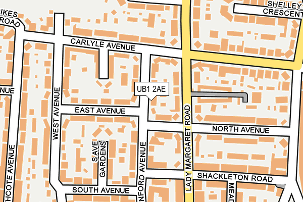 UB1 2AE map - OS OpenMap – Local (Ordnance Survey)