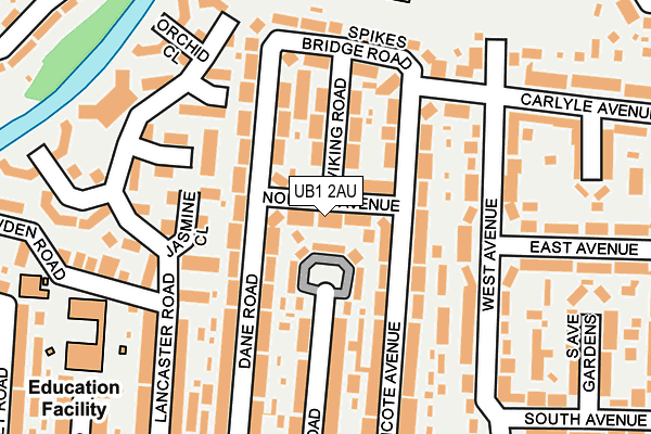UB1 2AU map - OS OpenMap – Local (Ordnance Survey)